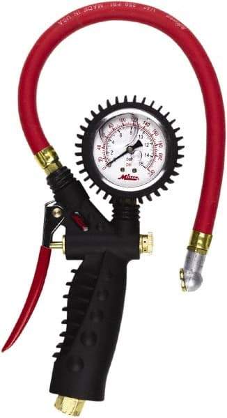 Milton - 0 to 230 psi Dial Ball Foot Tire Pressure Gauge - 15' Hose Length - Strong Tooling