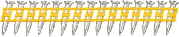 DeWALT - 9 Gauge 0.145" Shank Diam 3/4" Long Concrete Nails for Power Nailers - Steel, Zinc Finish, Smooth Shank, Angled Stick Plastic Collation, Round Head - Strong Tooling