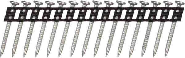 DeWALT - 12 Gauge 0.108" Shank Diam 1-3/8" Long Concrete Nails for Power Nailers - Steel, Zinc Finish, Smooth Shank, Angled Stick Plastic Collation, Round Head - Strong Tooling