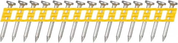 DeWALT - 13 Gauge 0.102" Shank Diam 1" Long Concrete Nails for Power Nailers - Steel, Zinc Finish, Smooth Shank, Angled Stick Plastic Collation, Round Head - Strong Tooling