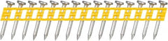 DeWALT - 13 Gauge 0.102" Shank Diam 1" Long Concrete Nails for Power Nailers - Steel, Zinc Finish, Smooth Shank, Angled Stick Plastic Collation, Round Head - Strong Tooling