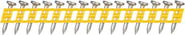 DeWALT - 13 Gauge 0.102" Shank Diam 3/4" Long Concrete Nails for Power Nailers - Steel, Zinc Finish, Smooth Shank, Angled Stick Plastic Collation, Round Head - Strong Tooling