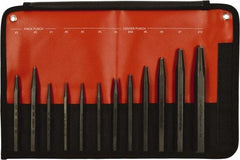 Mayhew - 12 Piece, 3/32 to 3/8", Center & Prick Punch Set - Hex Shank, Steel, Comes in Kit Bag - Strong Tooling