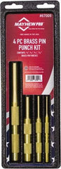 Mayhew - 4 Piece, 1/8 to 7/16", Pin Punch Set - Round Shank, Brass, Comes in Kit Bag - Strong Tooling