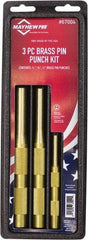 Mayhew - 3 Piece, 1/4 to 1/2", Pin Punch Set - Round Shank, Brass, Comes in Plastic Tray - Strong Tooling