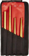 Mayhew - 4 Piece, 3/4 to 7/16", X-Long Punch - Round Shank, Brass, Comes in Kit Bag - Strong Tooling