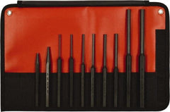 Mayhew - 10 Piece, 1/8 to 3/8", Assorted Brass Punch Kit - Hex Shank, Steel, Comes in Kit Bag - Strong Tooling