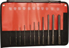 Mayhew - 11 Piece, 1.5 to 12mm, Pilot & Pin Punch Set - Hex Shank, Steel, Comes in Kit Bag - Strong Tooling