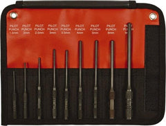 Mayhew - 9 Piece, 1.5 to 8mm, Pin & Pilot Punch Set - Hex Shank, Steel, Comes in Kit Bag - Strong Tooling