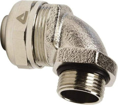 Anaconda Sealtite - 32mm Trade, Nickel Plated Brass Threaded 90° Liquidtight Conduit Connector - Partially Insulated - Strong Tooling