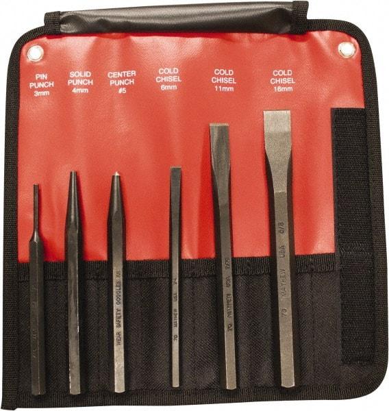 Mayhew - 6 Piece, 9/32 to 5/32", Pin & Pilot Punch Set - Hex Shank, Steel, Comes in Kit Bag - Strong Tooling