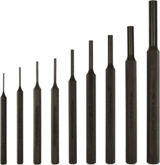 Mayhew - 9 Piece, 1.5 to 10mm, Pin Punch Set - Hex Shank, Steel, Comes in Kit Bag - Strong Tooling