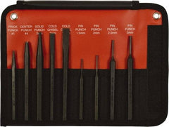 Mayhew - 9 Piece, 9/32 to 5/32", Pin Punch Set - Hex Shank, Steel, Comes in Kit Bag - Strong Tooling