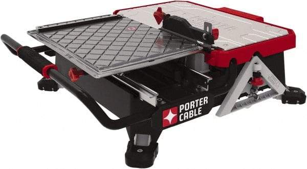 Porter-Cable - 7" Blade Diam, Tile Saw - 2,800 RPM, 16" Table Depth x 26" Table Width, 20 Volts, 5/8" Arbor - Strong Tooling