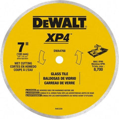 DeWALT - 7" Diam, 15.88mm Arbor Hole Diam, Continuous Edge Tooth Wet & Dry Cut Saw Blade - Steel, Smooth Action, Standard Round Arbor - Strong Tooling