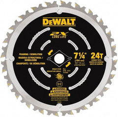 DeWALT - 7-1/4" Diam, 15.88mm Arbor Hole Diam, 48 Tooth Wet & Dry Cut Saw Blade - Steel, Framing Action, Standard Round Arbor - Strong Tooling