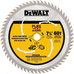 DeWALT - 7-1/4" Diam, 15.88mm Arbor Hole Diam, 60 Tooth Wet & Dry Cut Saw Blade - Steel, Smooth Action, Standard Round Arbor - Strong Tooling