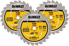 DeWALT - 7-1/4" Diam, 15.88mm Arbor Hole Diam, 24 Tooth Wet & Dry Cut Saw Blade - Steel, Smooth Action, Standard Round Arbor - Strong Tooling