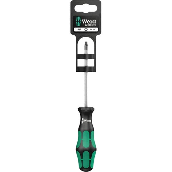 Wera - T15 Torx Driver - 3-1/8" Blade Length, 12-13/64" OAL, Ergonomic Handle, Chrome Plated Steel - Strong Tooling