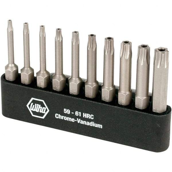 Wiha - 10 Piece, 1/4" Drive Screwdriver Torx Insert Bit Set - Tamperproof 7 to 40 Torx - Strong Tooling