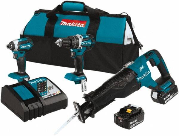 Makita - 18 Volt Cordless Tool Combination Kit - Includes Hammer Drill, Impact Driver & Circular Saw, Lithium-Ion Battery Included - Strong Tooling