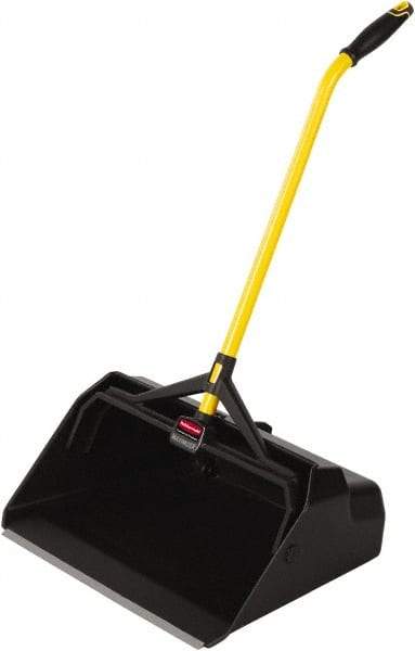 Rubbermaid - 20-7/16" Wide x 29" Deep x 11" High Handheld Dustpan - Plastic Body, 27" Handle, Black - Strong Tooling