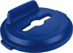 Rubbermaid - Round Lid for Use with 32 Gal Round Recycle Containers - Blue, Polyethylene, For Brute Trash Cans - Strong Tooling