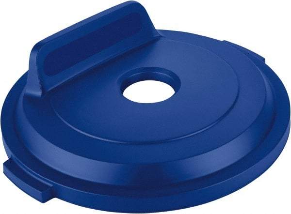 Rubbermaid - Round Lid for Use with 32 Gal Round Recycle Containers - Blue, Polyethylene, For Brute Trash Cans - Strong Tooling