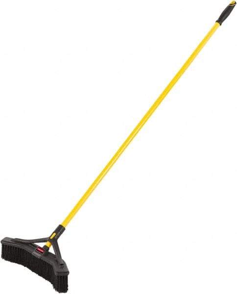 Rubbermaid - 18" Medium Duty Polypropylene Push Broom - 3" Bristle Length, Foam Block, Threaded Handle Connection, Handle Included - Strong Tooling