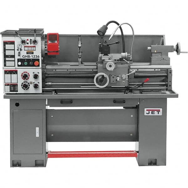 Jet - 12" Swing, 33" Between Centers, 230 Volt, Single Phase Bench Lathe - 5MT Taper, 2 hp, 75 to 1,400 RPM, 1-9/16" Bore Diam, 30" Deep x 58" High x 66" Long - Strong Tooling