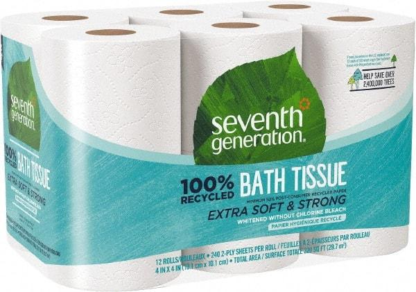 Seventh Generation - 960' Roll Length x 4" Sheet Width, Standard Roll Toilet Tissue - 240 Sheets per Roll, 2 Ply, White, Recycled Fiber - Strong Tooling