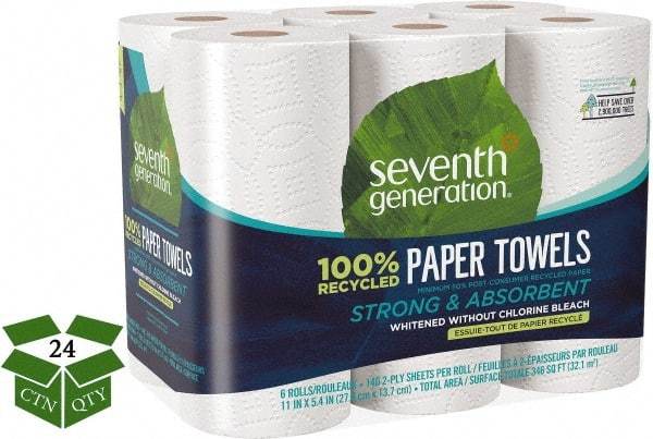 Seventh Generation - Perforated Roll of 2 Ply White Paper Towels - 11" Wide, No Added Dyes or Fragrances, 100% Recycled - Strong Tooling