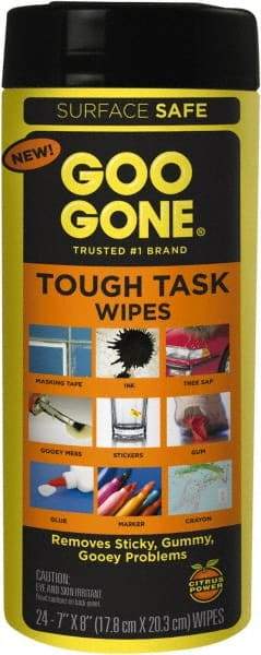 Goo Gone - Pre-Moistened General Purpose Wipes - Canister, 7" x 8" Sheet Size, White - Strong Tooling