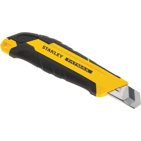 Stanley - Snap Utility Knife - 4.35" Carbon Steel Blade, Yellow & Black Bi-Material -ABS/TPR Handle, 1 Blade Included - Strong Tooling