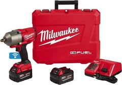 Milwaukee Tool - 1/2" Drive 18 Volt Pistol Grip Cordless Impact Wrench & Ratchet - 1,750 RPM, 0 to 2,100 BPM, 1,400 Ft/Lb Torque, 2 Lithium-Ion Batteries Included - Strong Tooling