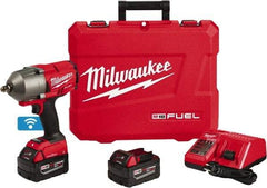 Milwaukee Tool - 1/2" Drive 18 Volt Pistol Grip Cordless Impact Wrench & Ratchet - 1,800 RPM, 0 to 2,400 BPM, 1,100 Ft/Lb Torque, 2 Lithium-Ion Batteries Included - Strong Tooling