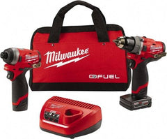 Milwaukee Tool - 12 Volt Cordless Tool Combination Kit - Includes 1/2" Brushless Hammer Drill/Driver & 1/4" Hex Impact Driver, Lithium-Ion Battery Included - Strong Tooling