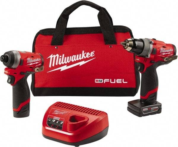 Milwaukee Tool - 12 Volt Cordless Tool Combination Kit - Includes 1/2" Compact Drill/Driver & 1/4" Hex Impact Driver, Lithium-Ion Battery Included - Strong Tooling