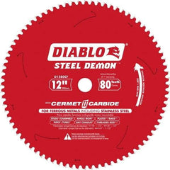 Freud - 12" Blade Diam, 80 Teeth, Carbide-Tipped Cold Saw Blade - 1" Arbor Hole Diam, 0.071" Blade Thickness - Strong Tooling