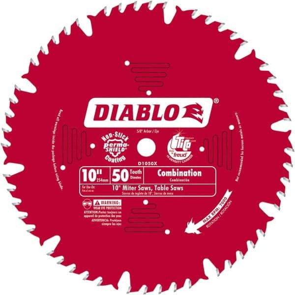 Freud - 10" Blade Diam, 50 Teeth, Carbide-Tipped Cold Saw Blade - 1" Arbor Hole Diam, 0.071" Blade Thickness - Strong Tooling