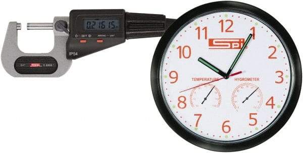 SPI - 0 to 1" Range, 0.00005" Resolution, Standard Throat IP54 Electronic Outside Micrometer - 0.00016" Accuracy, Friction Thimble, Carbide-Tipped Face, LR44 Battery, Includes NIST Traceable Certification of Inspection - Strong Tooling