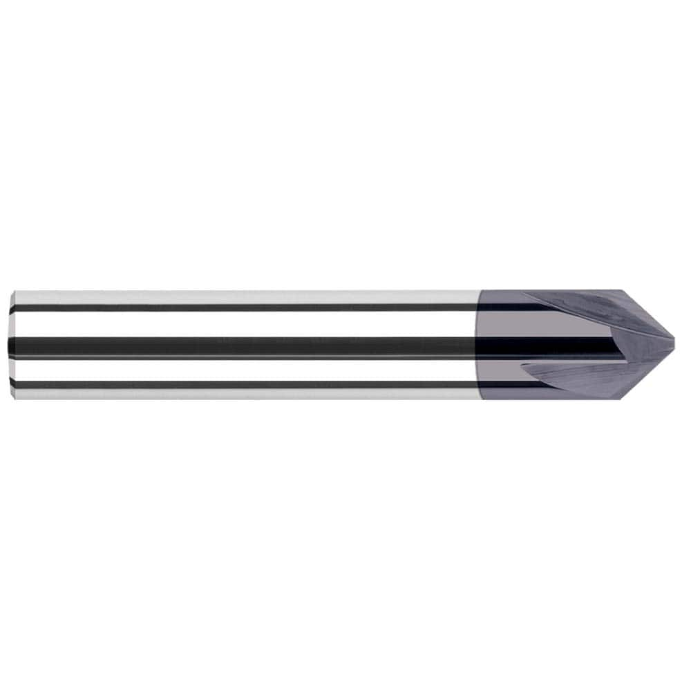 Chamfer Mill: 4 Flutes, Solid Carbide 1-1/2″ OAL, 1/8″ Shank Dia, AlTiN Coated