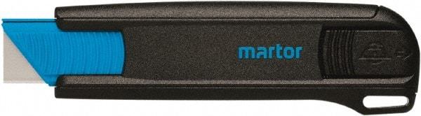 Martor USA - Retractable Utility Knife - 1.53" Blade, Black & Blue Polycarbonate Handle, 1 Blade Included - Strong Tooling