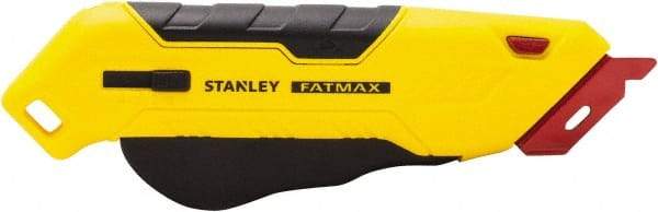 Stanley - Retractable Box Cutter - 2.175" Steel Blade, Yellow & Black Bi-Material Handle, 4 Blades Included - Strong Tooling