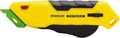 Stanley - Retractable Box Cutter - 2.175" Steel Blade, Yellow & Black Bi-Material Handle, 4 Blades Included - Strong Tooling