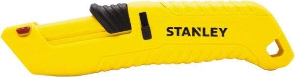 Stanley - Retractable Safety Utility Knife - 2.175" Steel Blade, Yellow & Black Contoured Plastic Handle, 4 Blades Included - Strong Tooling