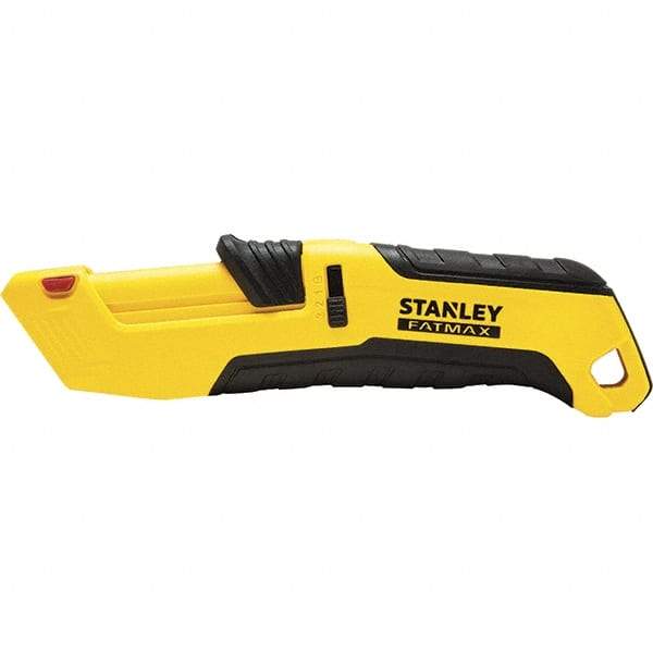 Stanley - Retractable Safety Utility Knife - 2.175" Steel Blade, Yellow & Black Ergonomic Non-slip Grips Handle, 4 Blades Included - Strong Tooling