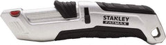 Stanley - Retractable Safety Utility Knife - 2.175" Steel Blade, Silver & Black Ergonomic Non-slip Grips Handle, 4 Blades Included - Strong Tooling