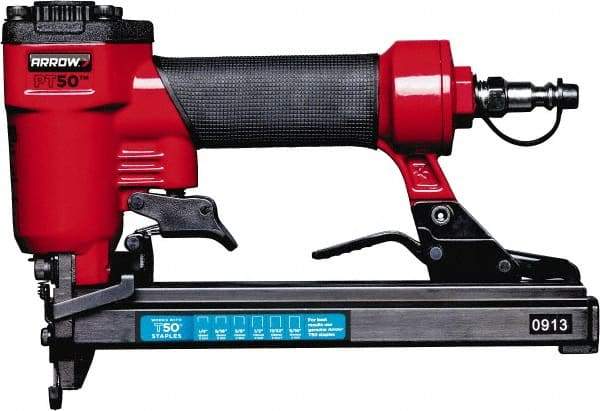 Arrow - 3/8" Crown, 16 Gauge, 100 Staple Capacity Power Stapler - 3/8" Inlet, 120 psi Air Pressure, Includes 2 Hex Wrenches - Strong Tooling