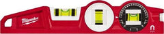 Milwaukee Tool - Magnetic 10" Long 3 Vial Torpedo Level - Die Cast, Red, 1 Level, 1 Plumb & 1 Rotating/Locking Vials - Strong Tooling